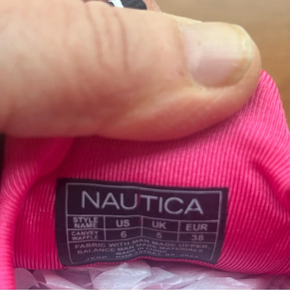 Nautica Navy/Pink Canvey Slip-on Sneakers, Size 6